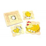 Wooden Chicken Life Cycle Puzzle 4 in 1